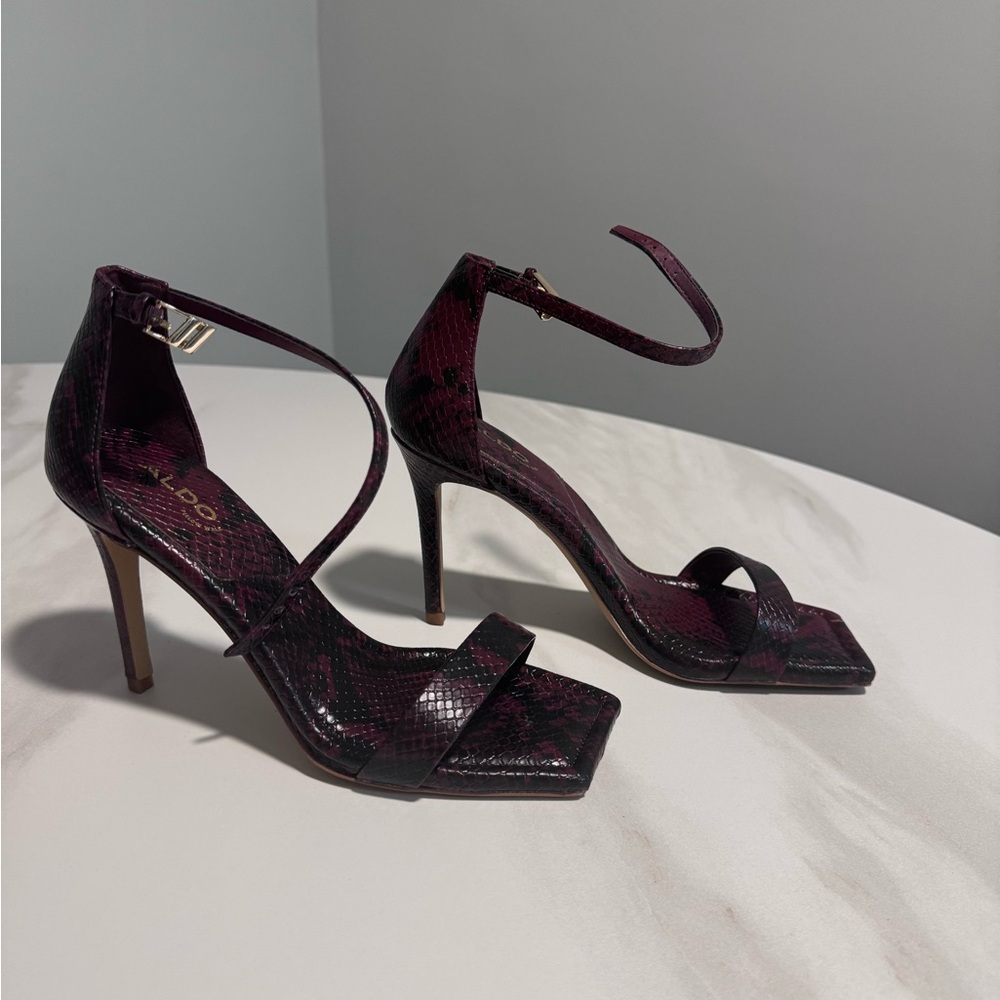 Aldo Burgundy Strappy Heels
